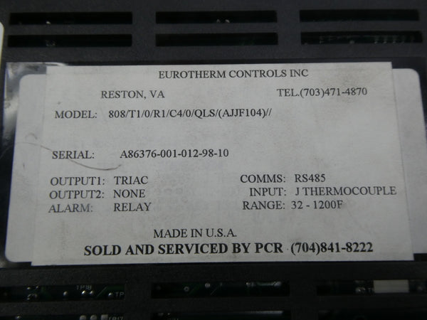 EUROTHERM 808/T1/0/R1/C4/0/QLS/(AJJF104)// 32-1200'F NSNP