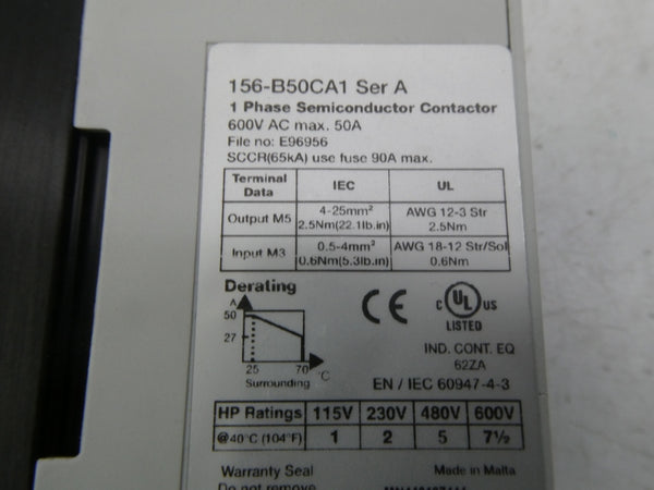 ALLEN BRADLEY 156-B50CA1 SER. A 24-275VAC NSMP