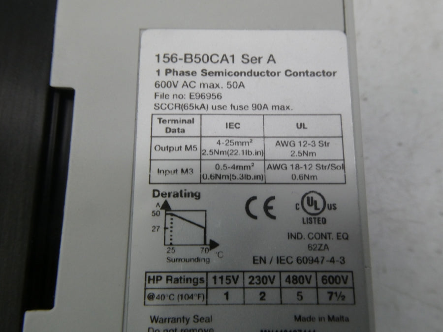 INDUSTRIAL SPARE PART 156-B50CA1 SER. A 24-275VAC NSMP