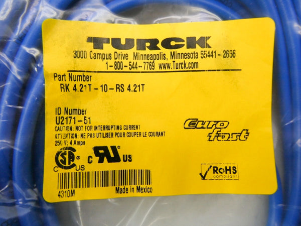 TURCK RK4.21T-10-RS4.21T U2171-51 250V 4A NSMP