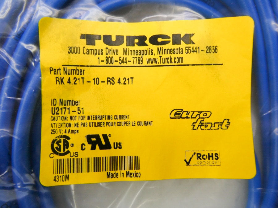 TURCK RK4.21T-10-RS4.21T U2171-51 250V 4A NSMP