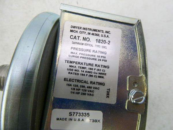 DWYER 1820-2 480VAC 15A 25PSI NSNP