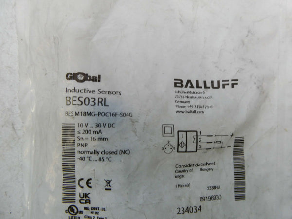 BALLUFF BESM18MG-POC16F-S04G BES03RL 10-30VDC NSMP