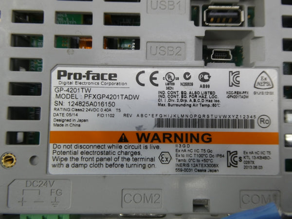 PRO-FACE GP-4201TW PFXGP4201TADW 24VDC 0.40A UNMP