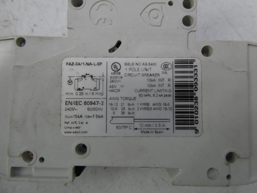 EATON FAZ-C4/1-NA-L-SP 240V 4A NSNP