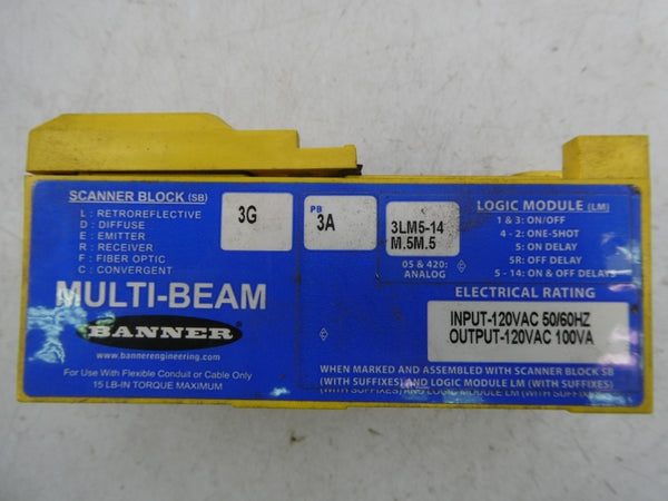 BANNER ENGINEERING SB3G3A-3LM5-14M.5M.5 120VAC UNMP