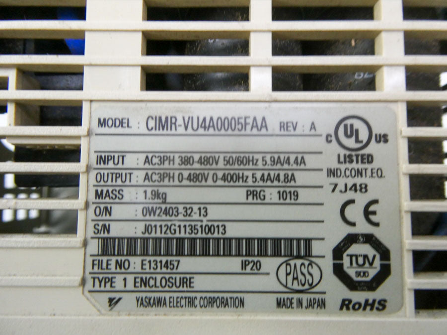 YASKAWA CIMR-VU4A0005FAA 380-480V 4.4/5.9A REV. A UNMP
