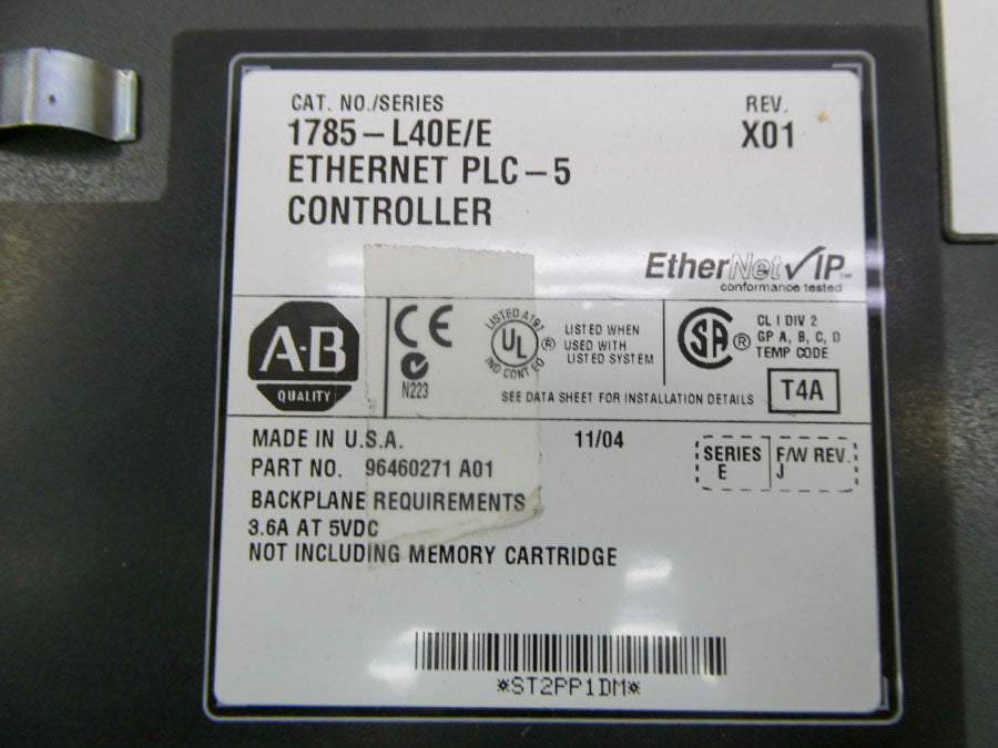 ALLEN BRADLEY 1785-L40E SER. E REV. X01 UNMP