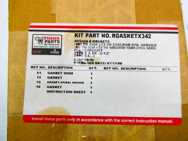 FISHER RGASKETX342 NSFS