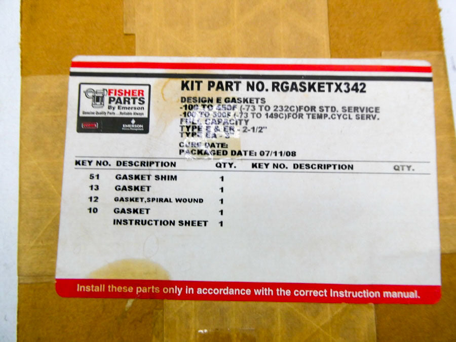 FISHER RGASKETX342 NSFS