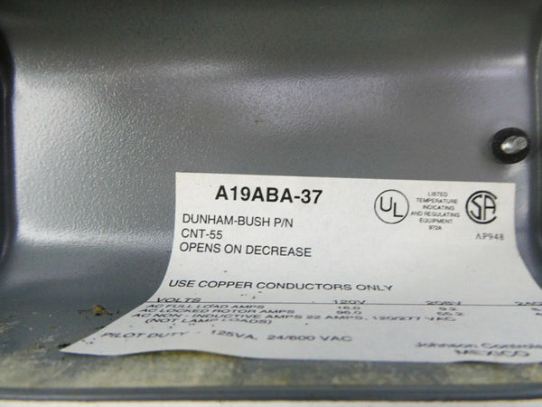 JOHNSON CONTROLS A19ABA-37C CNT-55 30/50'F NSMP