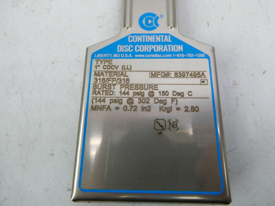 CONTINENTAL DISC 8397495A CDCV 144PSI 1" (PKG OF 3) NSMP