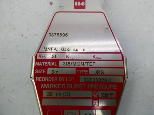 BS&B JRS 30PSI 3" NSMP
