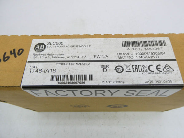 INDUSTRIAL SPARE PART 1746-IA16 SER. D DATE: 2021 NSFS