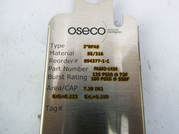 OSECO FAS03-1424 RFAS 135.00PSI 3" NSMP