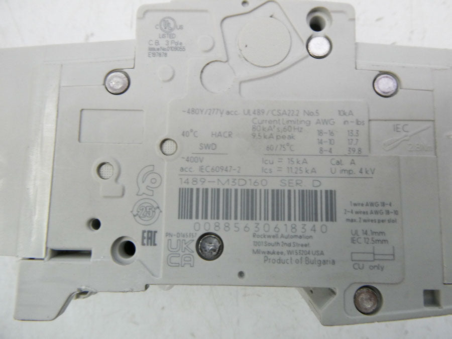 ALLEN BRADLEY 1489-M3D160 SER. D 277VAC 16A NSNP