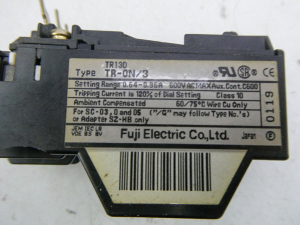 FUJI ELECTRIC TR-0N/3 TR13D 600VAC 0.64-0.96A NSNP