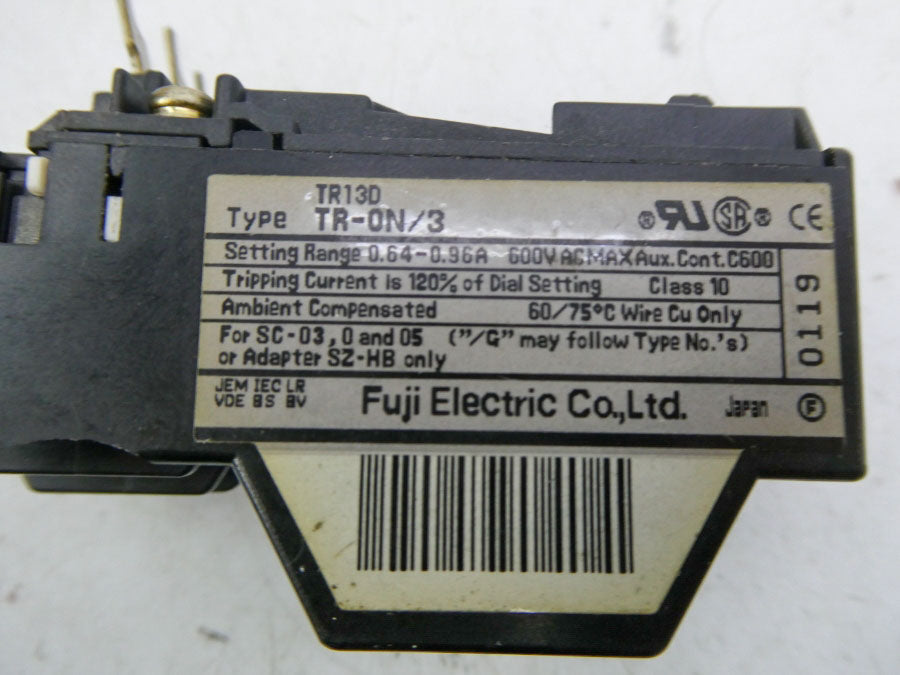 FUJI ELECTRIC TR-0N/3 TR13D 600VAC 0.64-0.96A NSNP