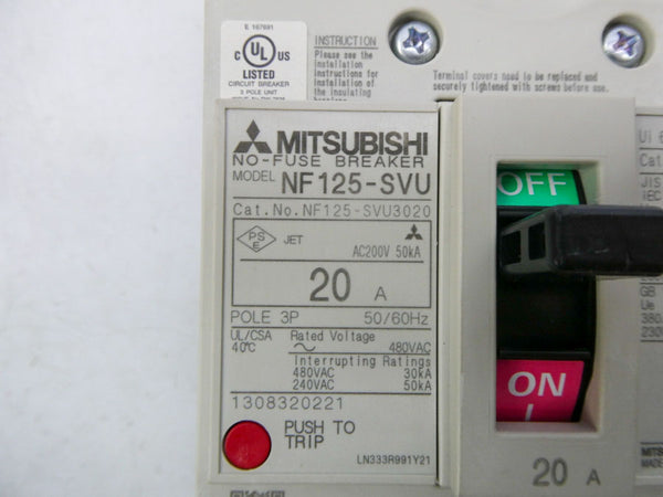 MITSUBISHI ELECTRIC NF125-SVU3020 480VAC 20A NSNP