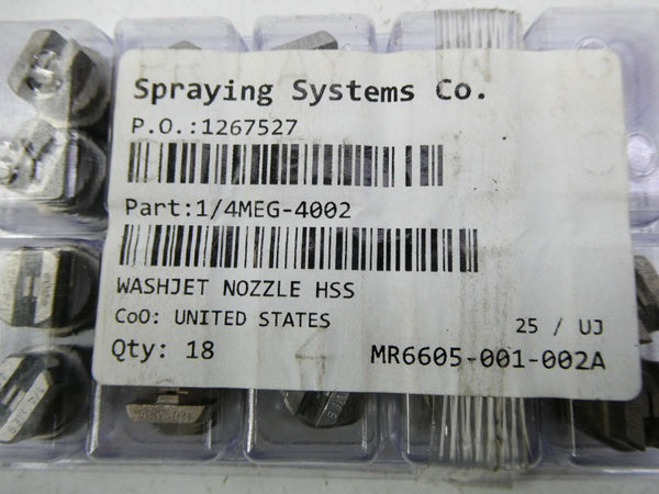 SPRAYING SYSTEMS 1/4MEG-4002 (PKG OF 18) NSMP