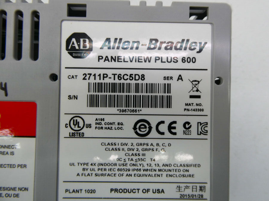 ALLEN BRADLEY 2711P-T6C5D8 SER. A NSNP