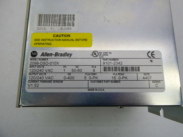 INDUSTRIAL SPARE PART 2098-DSD-010X SER. C F/W V1.52 120/240VAC 9A (AS PICTURED) NSNP