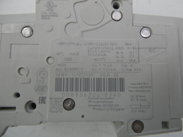 INDUSTRIAL SPARE PART 1489-M3D160 SER. D 277V 16A (AS PICTURED) UNMP