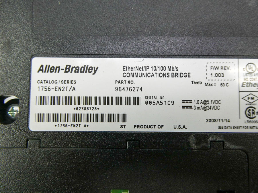 ALLEN BRADLEY 1756-EN2T SER. A F/W 1.003 (NO DOOR) NSNP