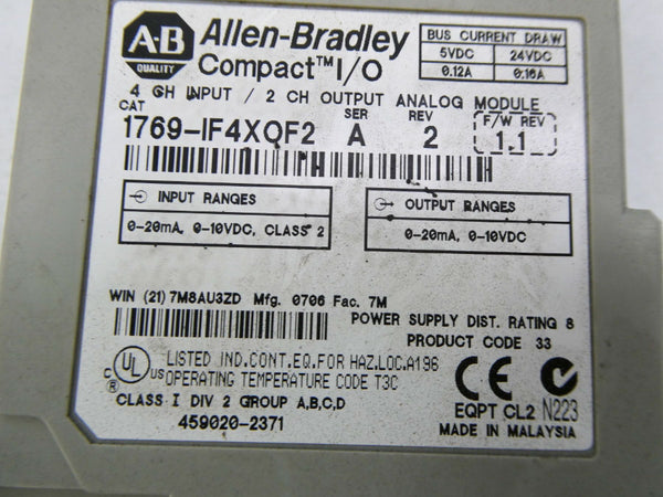INDUSTRIAL SPARE PART 1769-IF4XOF2 SER. A F/W 1.1 24VDC (NO DOOR) NSNP