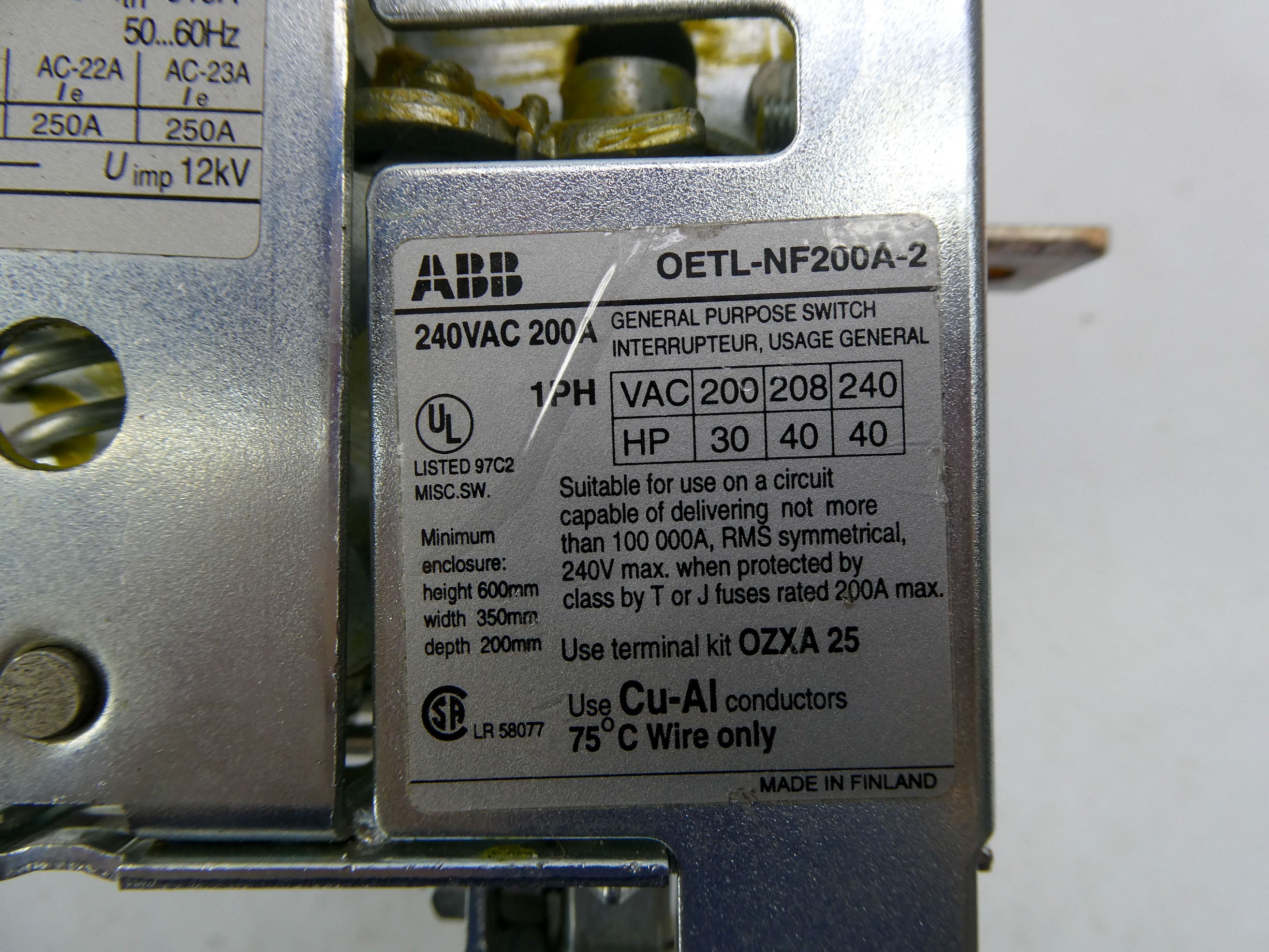ABB OETL-NF200A-2 240VAC 200 NSNP