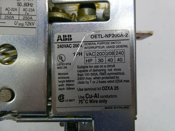 ABB OETL-NF200A-2 240VAC 200 NSNP