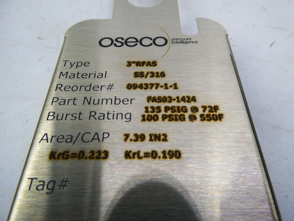 OSECO FAS03-1424 RFAS 135.00PSI 3" NSMP