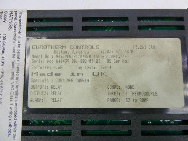 EUROTHERM CONTROLS 849/VPR/R1/0/0/0/(AE165)/AF137// NSNP
