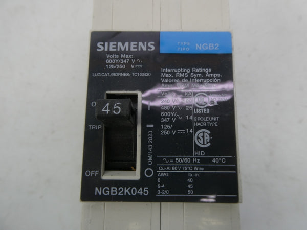 SIEMENS NGB2K045B 480V 45A NSMP