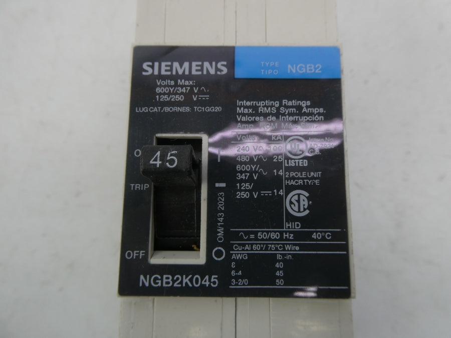 SIEMENS NGB2K045B 480V 45A NSMP