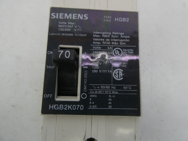SIEMENS HGB2K070B 480V 70A NSMP