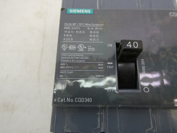 SIEMENS CQD340 277V 40A NSMP