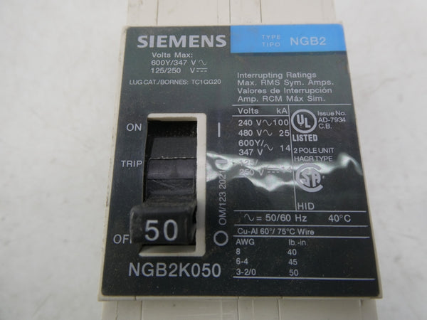 SIEMENS NGB2K050B 480V 50A NSMP
