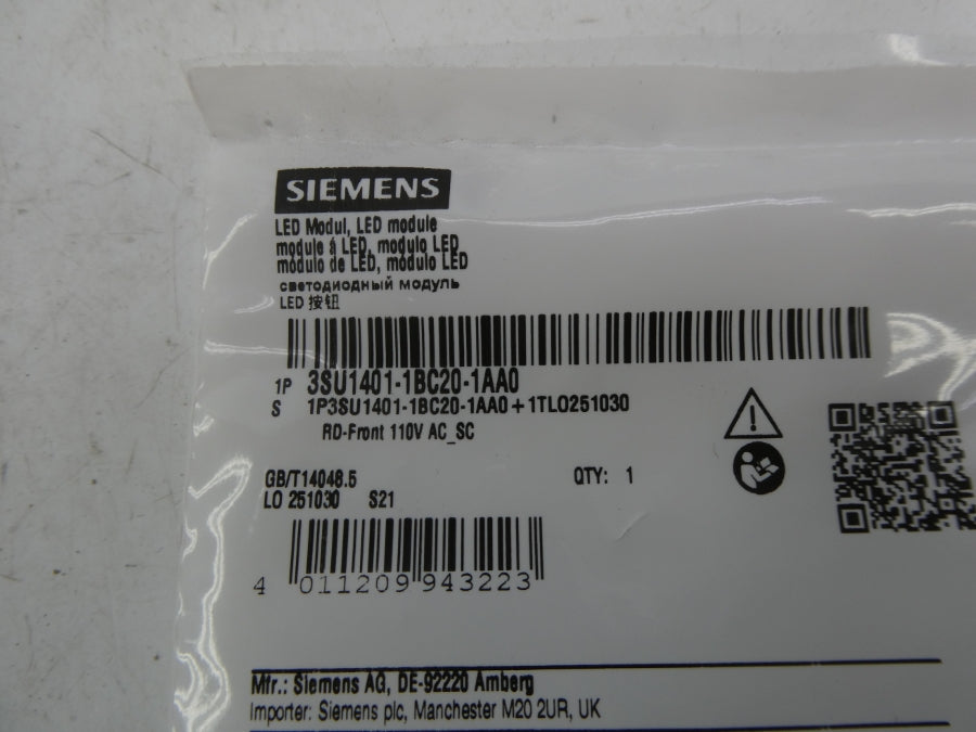 SIEMENS 3SU1401-1BC20-1AA0 110VAC NSMP