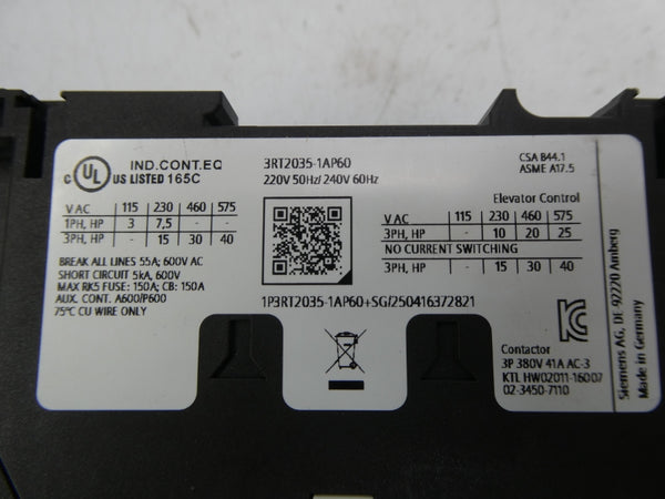 SIEMENS 3RT2035-1AP60 220/240V NSMP