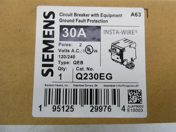 SIEMENS Q230EG 120/240VAC 30A NSMP