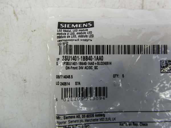 SIEMENS 3SU1401-1BB40-1AA0 24VAC (PKG OF 5) NSMP