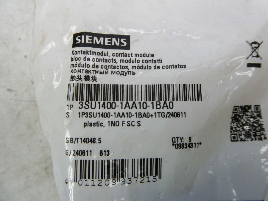 SIEMENS 3SU1400-1AA10-1BA0 (PKG OF 5) NSMP