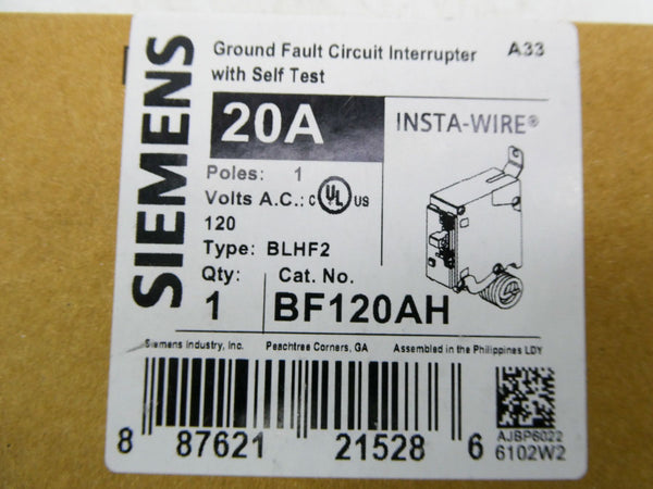 SIEMENS BF120AH 120VAC 20A NSMP