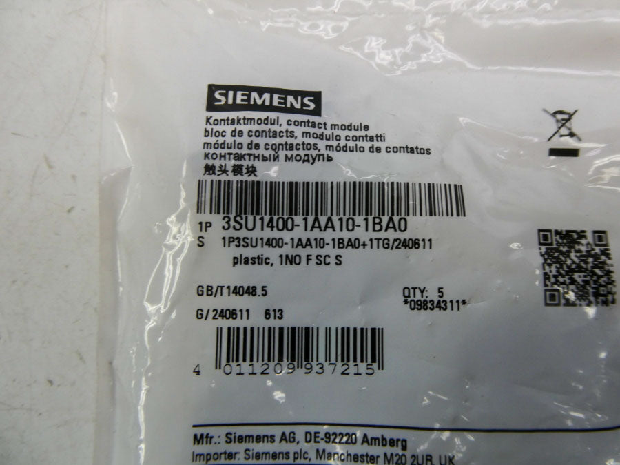 SIEMENS 3SU1400-1AA10-1BA0 (PKG OF 5) NSMP