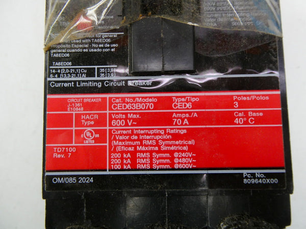 SIEMENS CED63B070 600V 70A NSMP