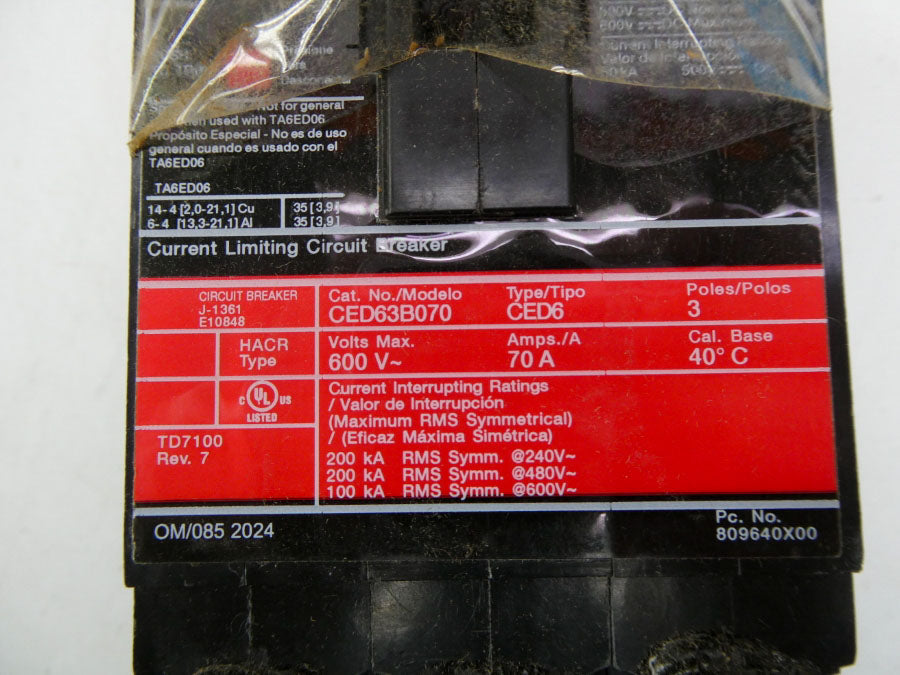 SIEMENS CED63B070 600V 70A NSMP