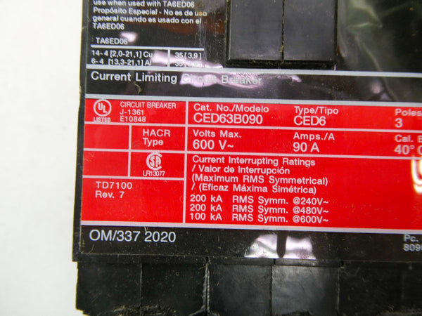 SIEMENS CED63B090 600VAC 90A NSMP
