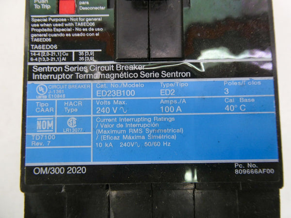SIEMENS ED23B100L 240V 100A NSMP