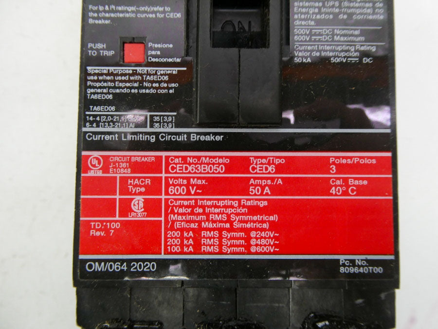 SIEMENS CED63B050 600V 50A NSMP